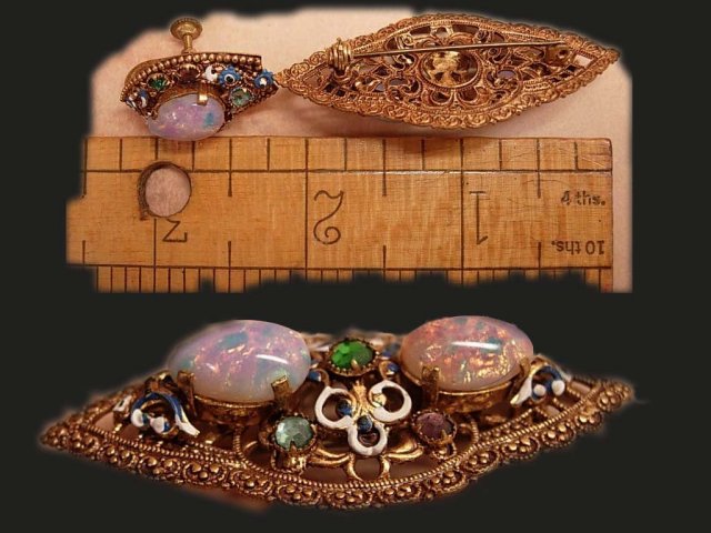 Austro hungarian ENAMEL rhinestone parure