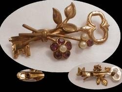 Early Signed CORO Sweetheart Skeleton KEy PIN