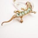 1946 Vintage signed sterling Coro Lizard Brooch paste rhinestone gecko or salamander