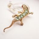 1946 Vintage signed sterling Coro Lizard Brooch paste rhinestone gecko or salamander