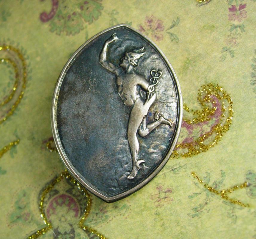 Vintage Figural Brooch winged Hermes Mythical Unusual Silver