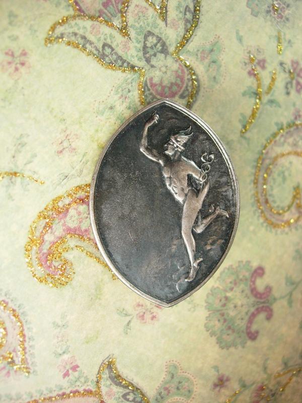 Vintage Figural Brooch winged Hermes Mythical Unusual Silver