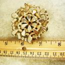 Vintage Brooch Huge Rhinestone Aurora borealis blue green cluster flower statement gold pin