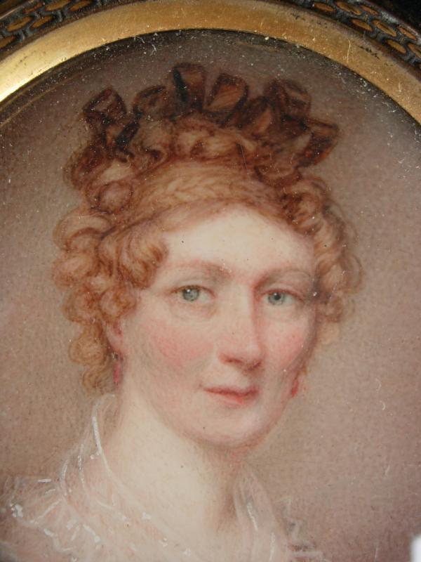 Known artist SIGNED 1822 PORTRAIT miniature Framed woman Royalty victorian woman Albin Roberts Burt