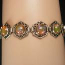 ART DECO Bracelet Hauntingly beautiful Jelly opal dragons BREATH Bracelet 1920's vintage Mexican silver filigree Loads of fire