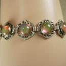 ART DECO Bracelet Hauntingly beautiful Jelly opal dragons BREATH Bracelet 1920's vintage Mexican silver filigree Loads of fire