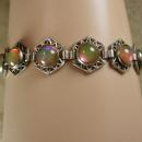 ART DECO Bracelet Hauntingly beautiful Jelly opal dragons BREATH Bracelet 1920's vintage Mexican silver filigree Loads of fire