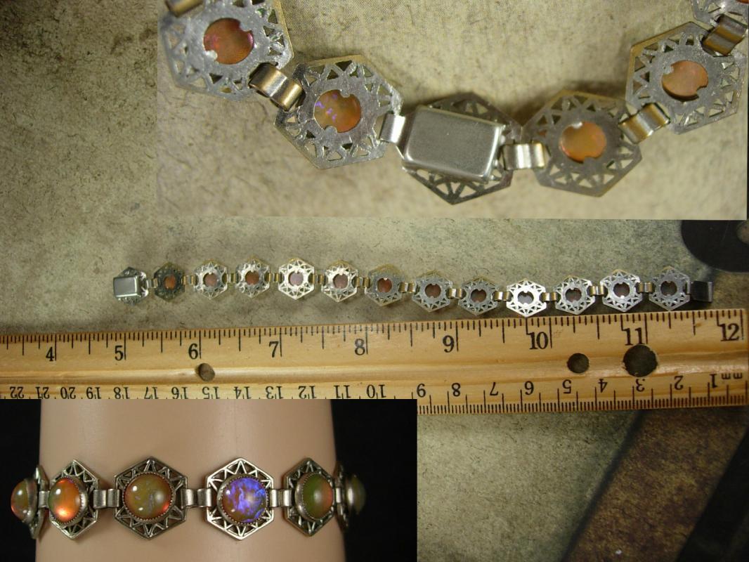 ART DECO Bracelet Hauntingly beautiful Jelly opal dragons BREATH Bracelet 1920's vintage Mexican silver filigree Loads of fire