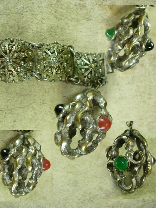 Antique Egyptian FOB Bracelet OLD medieval Spiked carnelian Chrysoprase onyx HUGE primitive fob charm Very gothic and medieval