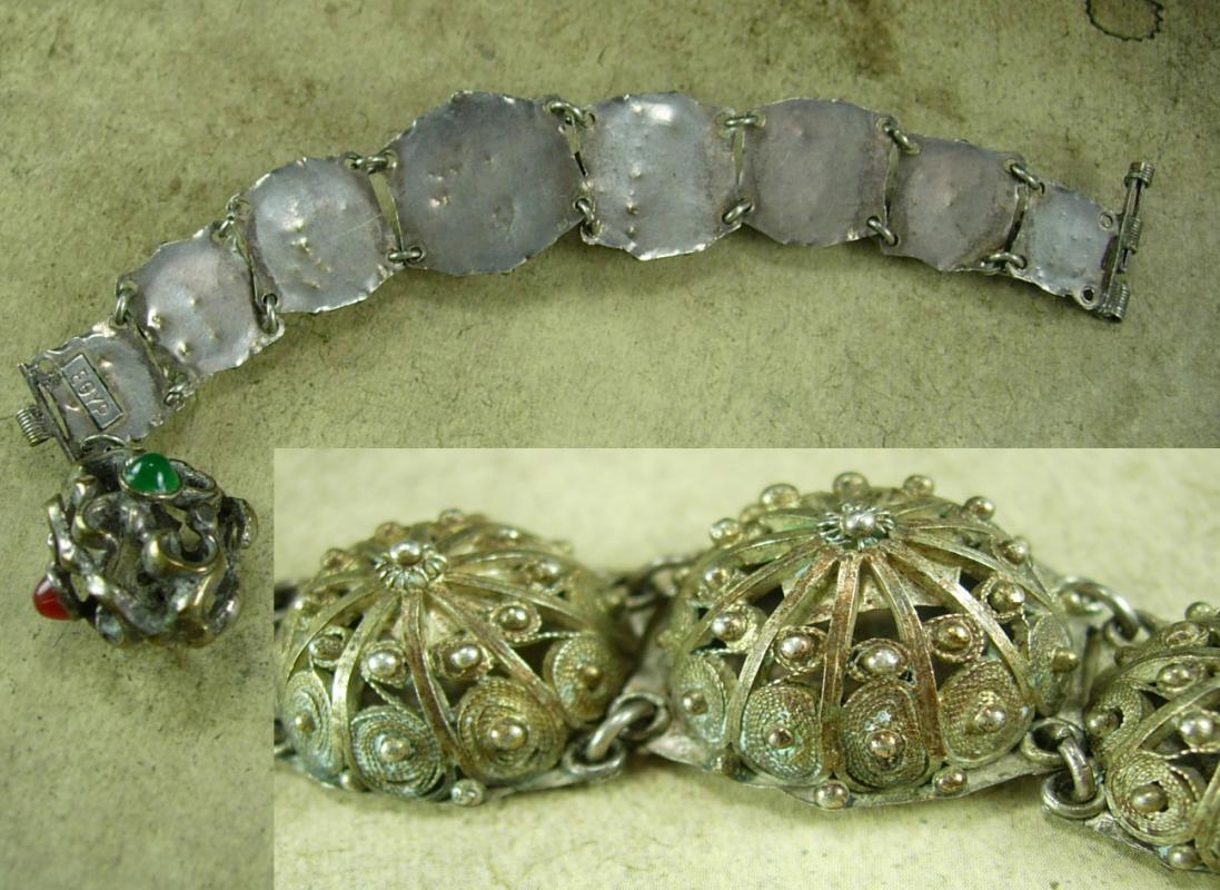 Antique Egyptian FOB Bracelet OLD medieval Spiked carnelian Chrysoprase onyx HUGE primitive fob charm Very gothic and medieval