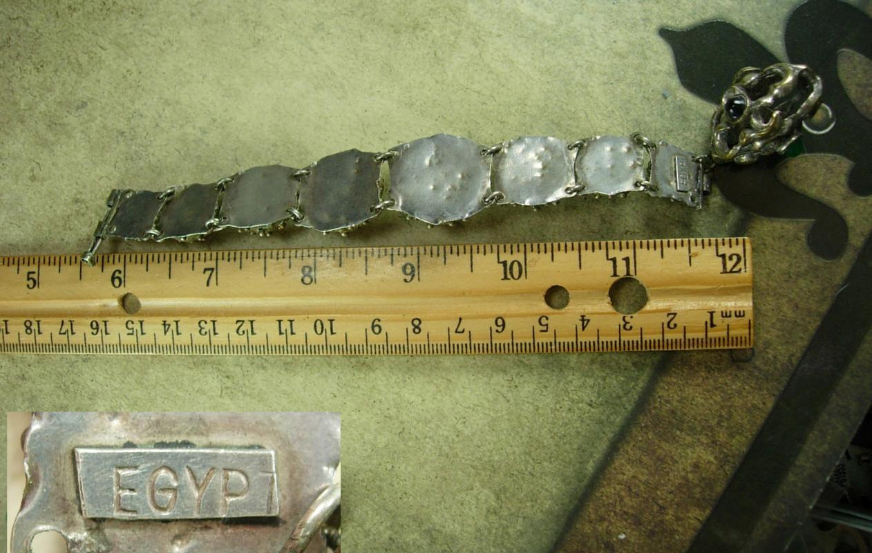 Antique Egyptian FOB Bracelet OLD medieval Spiked carnelian Chrysoprase onyx HUGE primitive fob charm Very gothic and medieval