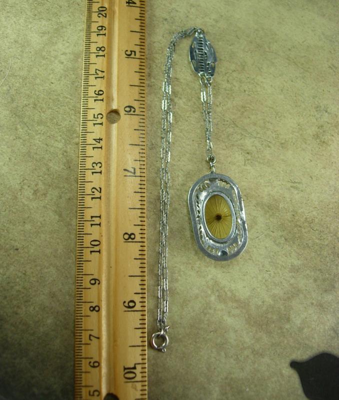Vintage Art Deco Necklace Camphor glass fancy with amazing filigree