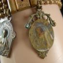 Antique Victorian bracelet with French religious medals fobs WIDE 8 row fancy clasp vintage charm