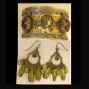 Egyptian bohemian purple rhinestone gothic bracelet and chandelier earrings