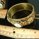 Victorian Bracelet GORGEOUS Guilloche enamel LAYERED hinged bracelet ornate Vintage Wedding bangle with original chain