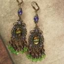 Bohemian Hippie Earrings Dramatic Renaissance genuine Amethyst Chandelier and Agate shoulder duster pierced drops