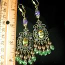 Bohemian Hippie Earrings Dramatic Renaissance genuine Amethyst Chandelier and Agate shoulder duster pierced drops