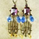 GOthic LONG Amethyst glass candelbra spooky kinda girl earrings