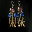 GOthic LONG Amethyst glass candelbra spooky kinda girl earrings