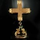 Antique 14kt rose GOLD Victorian Cross Fob Brooch Victorian 1800's religious jewelry fancy end caps