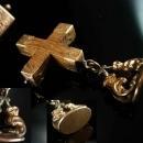 Antique 14kt rose GOLD Victorian Cross Fob Brooch Victorian 1800's religious jewelry fancy end caps
