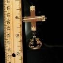 Antique 14kt rose GOLD Victorian Cross Fob Brooch Victorian 1800's religious jewelry fancy end caps