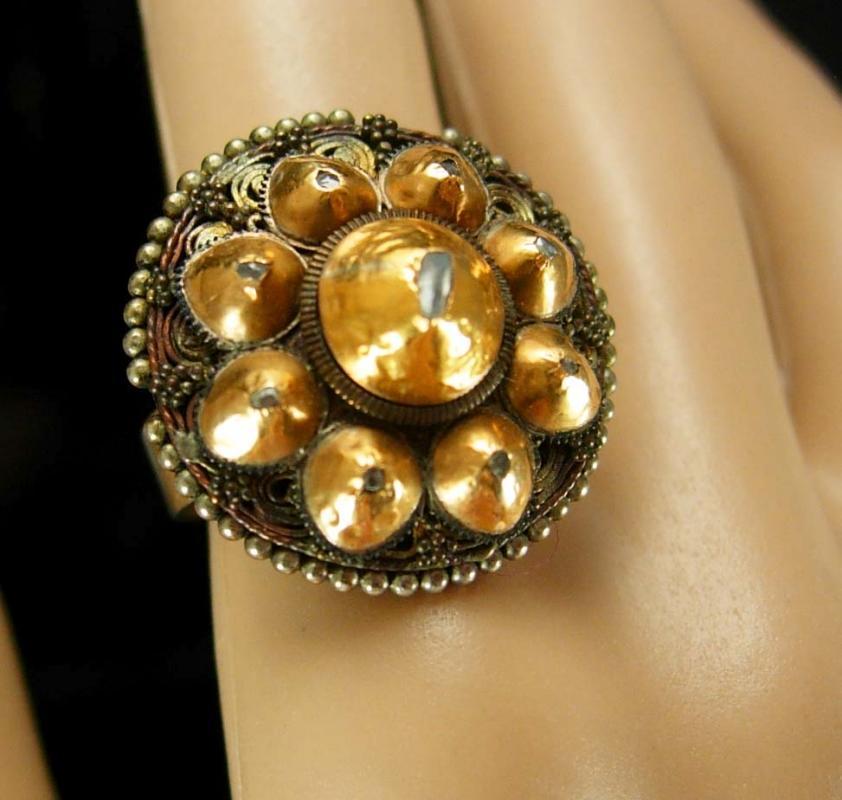 Vintage 9 Diamond ring With bizarre history genuine stones size 8 9 gold one of a kind cluster 14kt gold harem jewelry