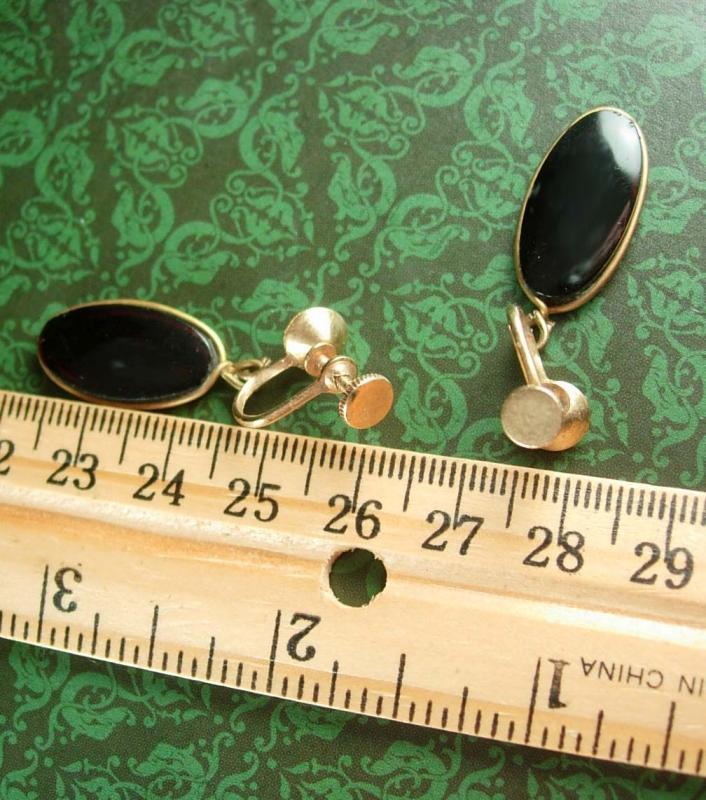 Antique Earrings Art NOUVEAU amber glass cameo Goddess Smoky topaz vintage tops Screw back on gold filled dangle drops