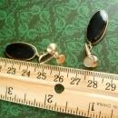 Antique Earrings Art NOUVEAU amber glass cameo Goddess Smoky topaz vintage tops Screw back on gold filled dangle drops