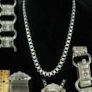 Antique Bookchain necklace Vintage Fabulous Mucha Goddess portrait Watch Fob mesh huge tassel Brooch two piece silver statement necklace set