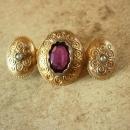 GEORGIAN Antique AMETHYST seed pearl Gold BROOCH pre-civil war purple faceted center C clasp Aquarius february birthstone