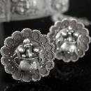 Antique demon queen Rangda Bracelet Brooch Earrings Silver etruscan Balinese demi parure Goddess jewelry