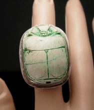 Vintage BIG Egyptian Signed silver scarab RING MCE Taxco 925 plata Size 5 1/2 statement jewelry