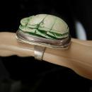 Vintage BIG Egyptian Signed silver scarab RING MCE Taxco 925 plata Size 5 1/2 statement jewelry