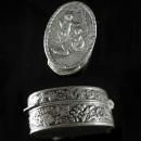 Antique Miniature box Silver CHERUB Italy patch Snuff box Italian renaissance Angels wedding ring holder case