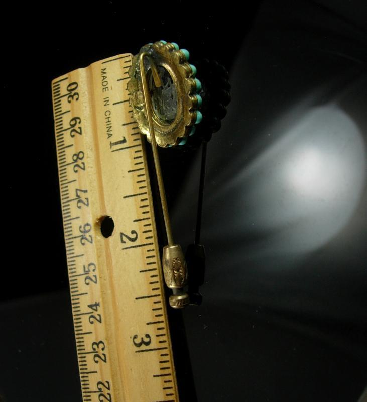 Antique Nude Stickpin Turquoise Bavarian crystal Reverse carved glass intaglio Edwardian Cupid Stick lapel pin Venus stickpin