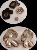 GLITZY HUGE rhinestone earrings and Rhinestone BROOCH