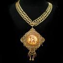 Vintage French Necklace LARGE religious antique icon Red garnet victorian portrait necklace BIG statement necklace