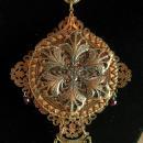 Vintage French Necklace LARGE religious antique icon Red garnet victorian portrait necklace BIG statement necklace