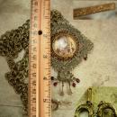 Vintage French Necklace LARGE religious antique icon Red garnet victorian portrait necklace BIG statement necklace