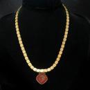 Victorian bookchain Necklace Carnelian intaglio cameo medusa ornate gold chain antique estate jewelry