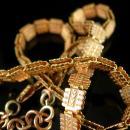 Victorian bookchain Necklace Carnelian intaglio cameo medusa ornate gold chain antique estate jewelry