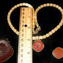 Victorian bookchain Necklace Carnelian intaglio cameo medusa ornate gold chain antique estate jewelry