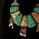 Vintage Egyptian revival necklace Turquoise deco 1920's Egypt Cleopatra jewelry HEAD enamel Collar Queen NEFERTITI