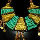 Vintage Egyptian revival necklace Turquoise deco 1920's Egypt Cleopatra jewelry HEAD enamel Collar Queen NEFERTITI