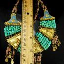 Vintage Egyptian revival necklace Turquoise deco 1920's Egypt Cleopatra jewelry HEAD enamel Collar Queen NEFERTITI