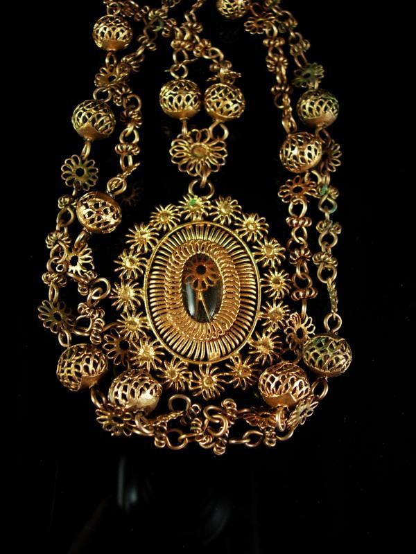 Vintage Georgian Antique CANNETILLE MOURNING Hair Portrait locket necklace
