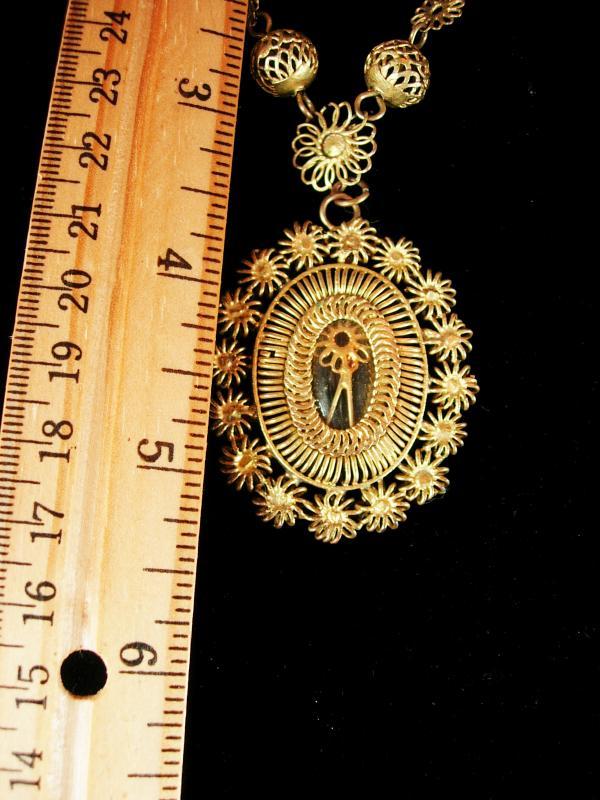 Vintage Georgian Antique CANNETILLE MOURNING Hair Portrait locket necklace