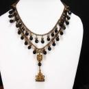Antique Jet Mourning necklace with festoon drops and antique Lucy Fob chandelier drops double strand vintage jewelry