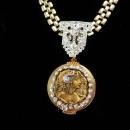 Exotic art nouveau locket Cleopatra vintage bookchain necklace with jeweled snake in her hair